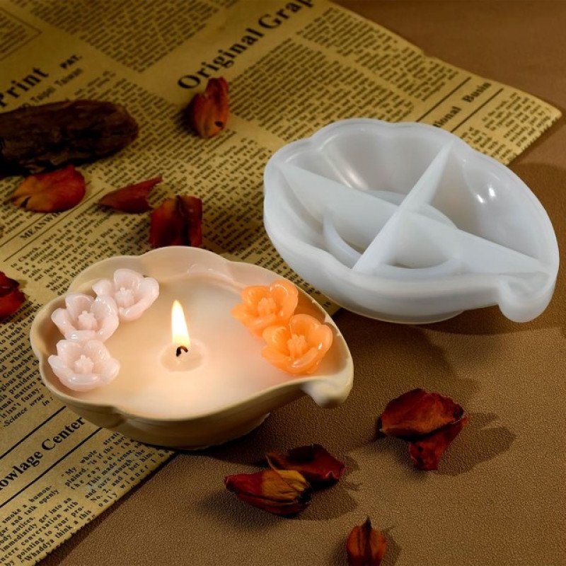 Epoksi Və Daş Tozu Üçün Tealight Dekorasyon Şamlıq Boşqab Silikon Qəlibi