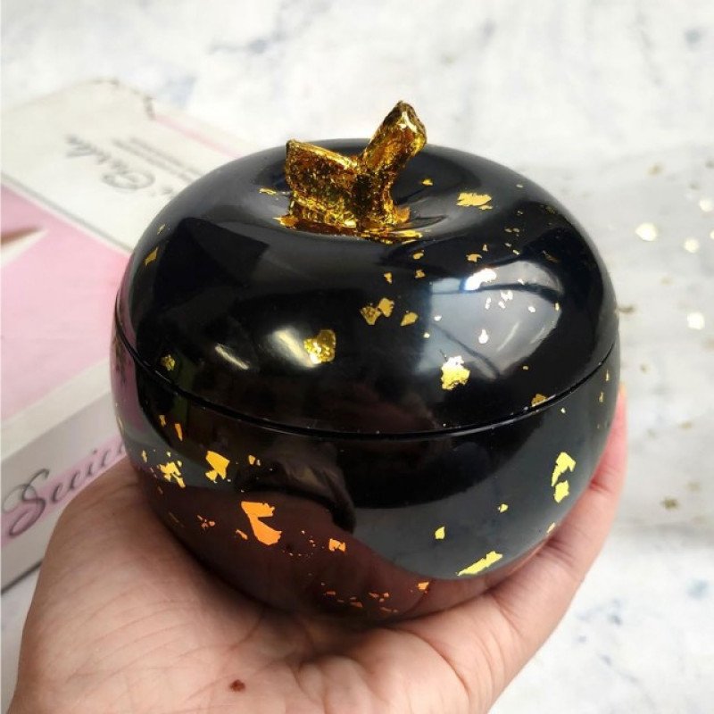 Epoksi Və Daş Tozu Üçün Alma Formalı Qapaqlı Qab Silikon Qəlibi