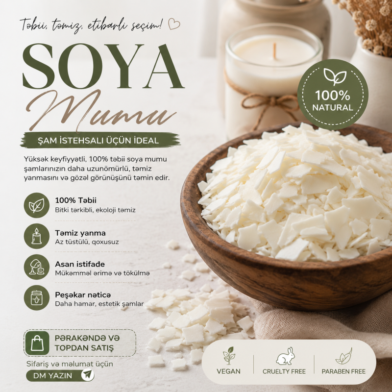 Rəndələnmiş Wax Soya Mumu 1 kq