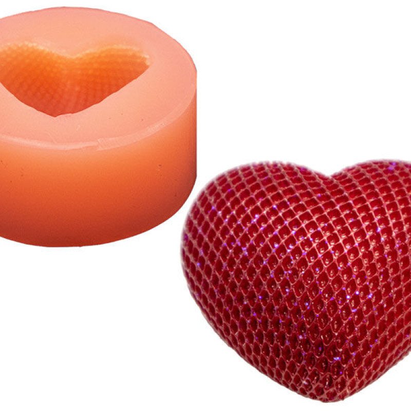Silikon Qəlib Naxışlı Ürək Şam Qəlibi 4.5x2.5 CM