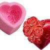 Silikon Qəlib Güllü Ürək İ LOVE YOU Yazılı Şam Qəlibi 5.5x5.5 CM