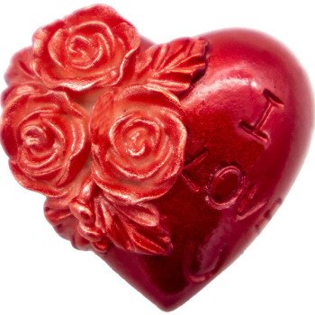 Silikon Qəlib Güllü Ürək İ LOVE YOU Yazılı Şam Qəlibi 5.5x5.5 CM