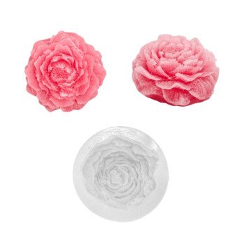 Silikon Açmış Pion Gülü Qəlibi Böyük model  10x5 sm