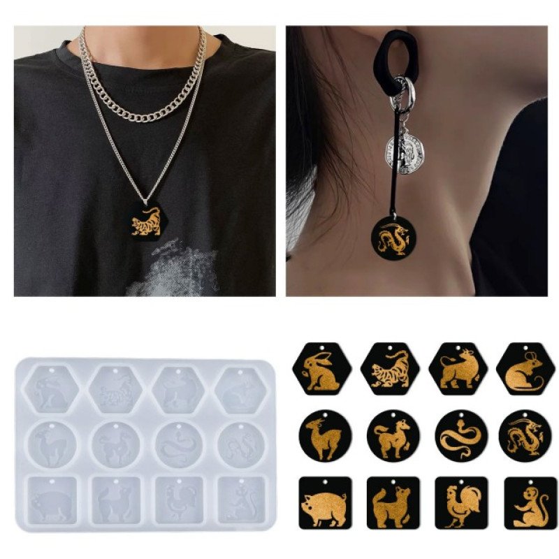 Epoksi Silikon Qəlib Fərqli Heyvan Basqılı Boyunbağı Və Sırğa Qəlibi