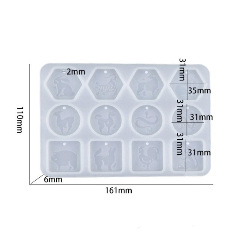 Epoksi Silikon Qəlib Fərqli Heyvan Basqılı Boyunbağı Və Sırğa Qəlibi