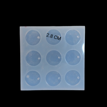 Epoksi Silikon Qəlib 9 Ədəlik Dairə Boyunbağı Və Açarlıq Qəlibi Deşikli 2.8 Sm