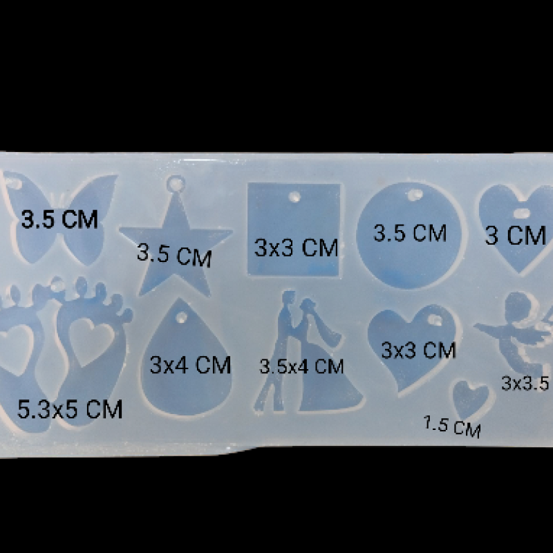 Epoksi Silikon Qəlib 11 Ədədlik Qarışıq Açarlıq Və Boyunbağı Qəlibi 