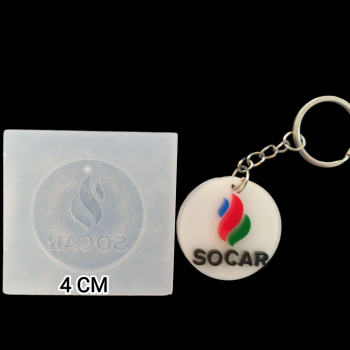 Epoksi Silikon Qəlib SOCAR Loqosu Açarlıq Qəlibi 4 Sm