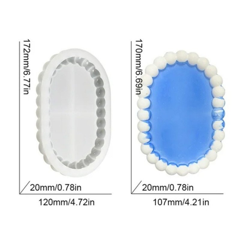 Epoksi Və Daş Tozu Silikon Qəlib Oval Fiqurlu Boşqab Qəlibi