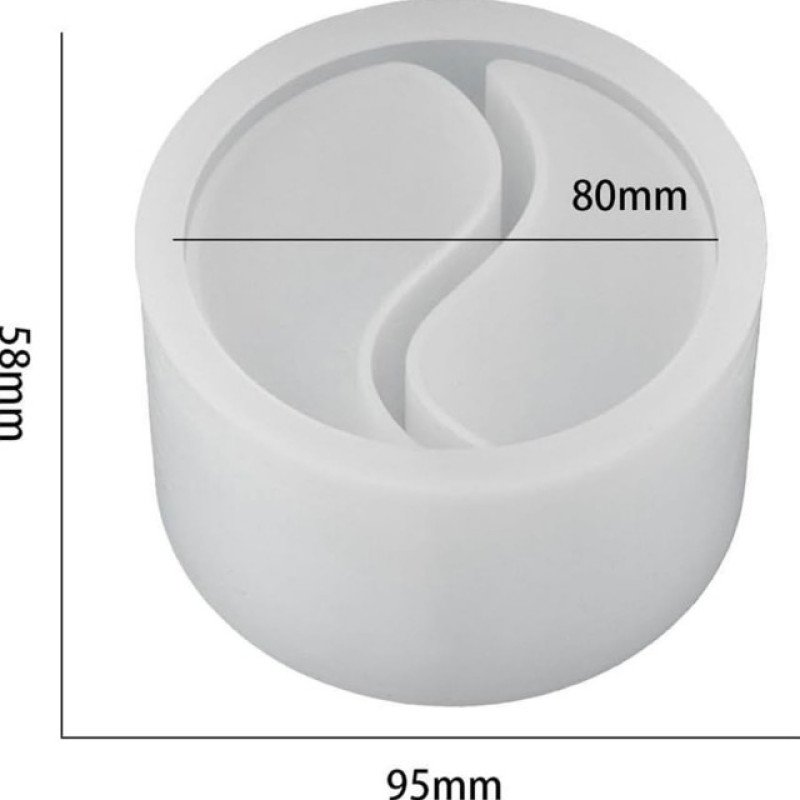 Silikon Qəlib İki Hissəli Mum Ying Yang Epoksi və Daş Tozu Qəlibi