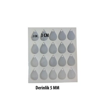 Epoksi Silikon Qəlib Damla Modeli Boyunbağı Qəlibi 20 Ədədli