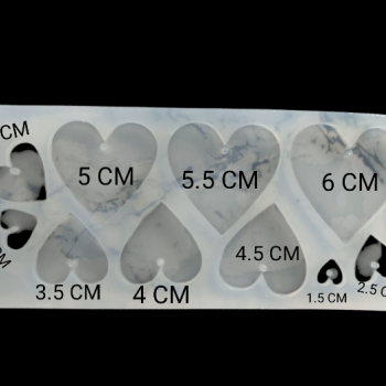 Epoksi Silikon Qəlib 10 Ədədlik Fərqli Ölçülü Ürək Qəlibi Deşikli