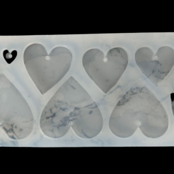 Epoksi Silikon Qəlib 10 Ədədlik Fərqli Ölçülü Ürək Qəlibi Deşikli