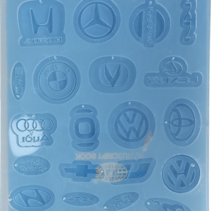 Epoksi Silikon Qəlib Avtomobil Loqoları Açarlıq Qəlibi 20 Ədədli Deşikli Qəlib (Hər biri 4 SM)