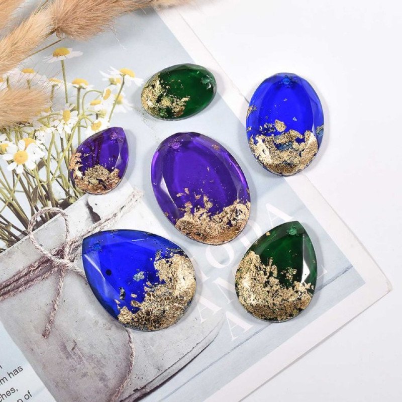 Epoksi Silikon Qəlib Çoxlu Kristal Fiqurları Açarlıq, Boyunbağı Sırğa Damla Qəlibi