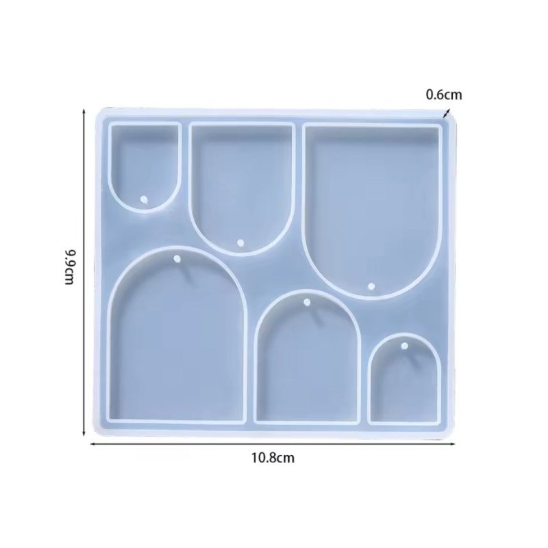 Epoksi Silikon Qəlib 6 Lı Yarım Oval Açarlıq Və Boyunbağı Qəlibi