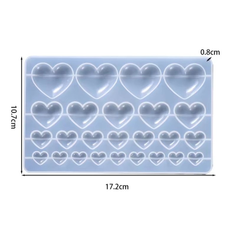 Epoksi Silikon Qəlib Fərqli Ölçülərdə Deşiksiz Çoxlu Ürək Qəlibi 