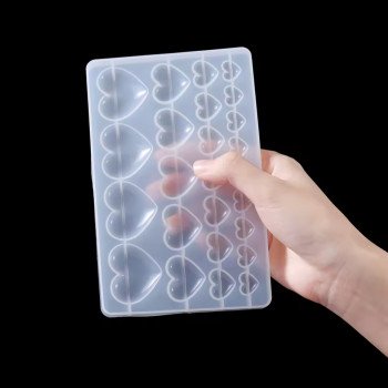 Epoksi Silikon Qəlib Fərqli Ölçülərdə Deşiksiz Çoxlu Ürək Qəlibi 