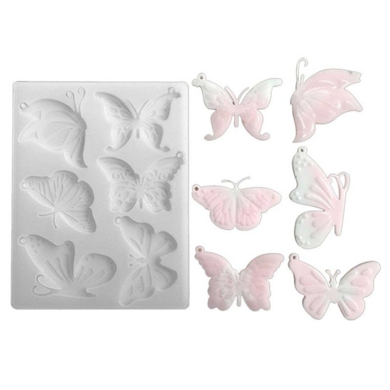 Epoksi Silikon Qəlib Çoxlu Kəpənək Fiqurları Açarlıq Asma Qəlibi