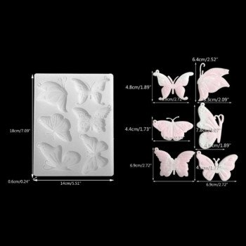 Epoksi Silikon Qəlib Çoxlu Kəpənək Fiqurları Açarlıq Asma Qəlibi