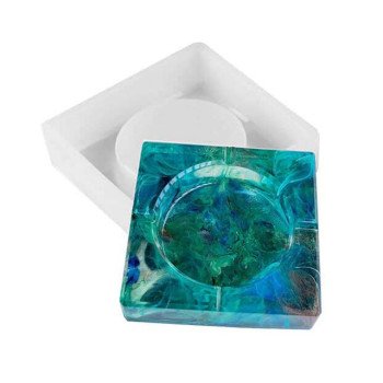 Epoksi Silikon Qəlib Kvadrat Külqabı Qəlibi 10X10 SM