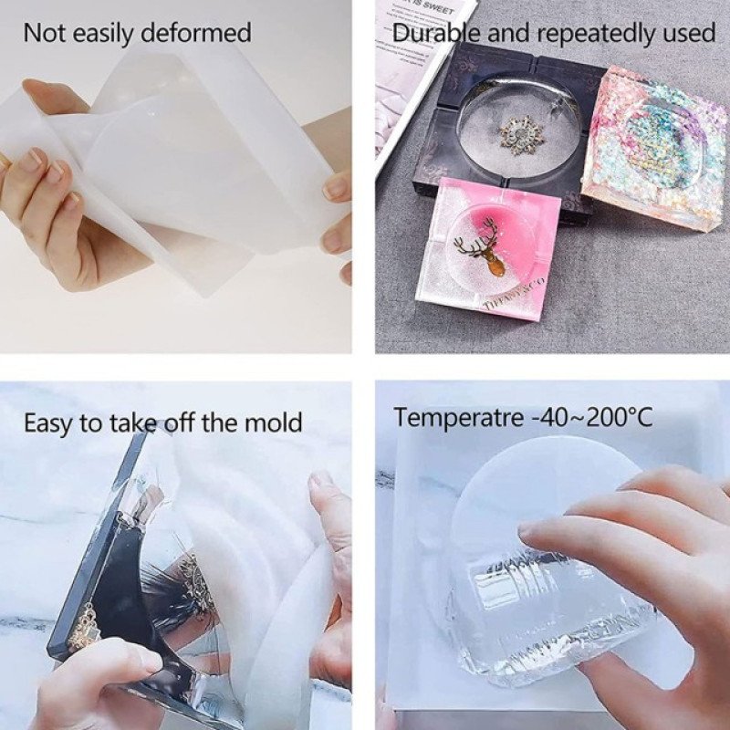 Epoksi Silikon Qəlib Kvadrat Külqabı Qəlibi 10X10 SM