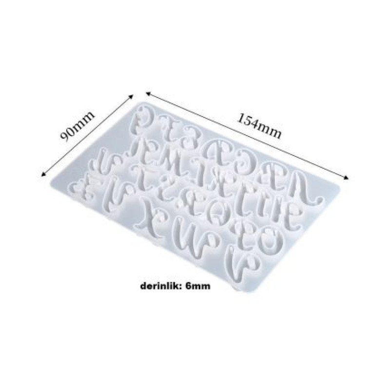 Epoksi Silikon Qəlib Kiçik Hərf Qəlibi Əl Yazısı Modeli İngilis Əlifbası Deşikli Model