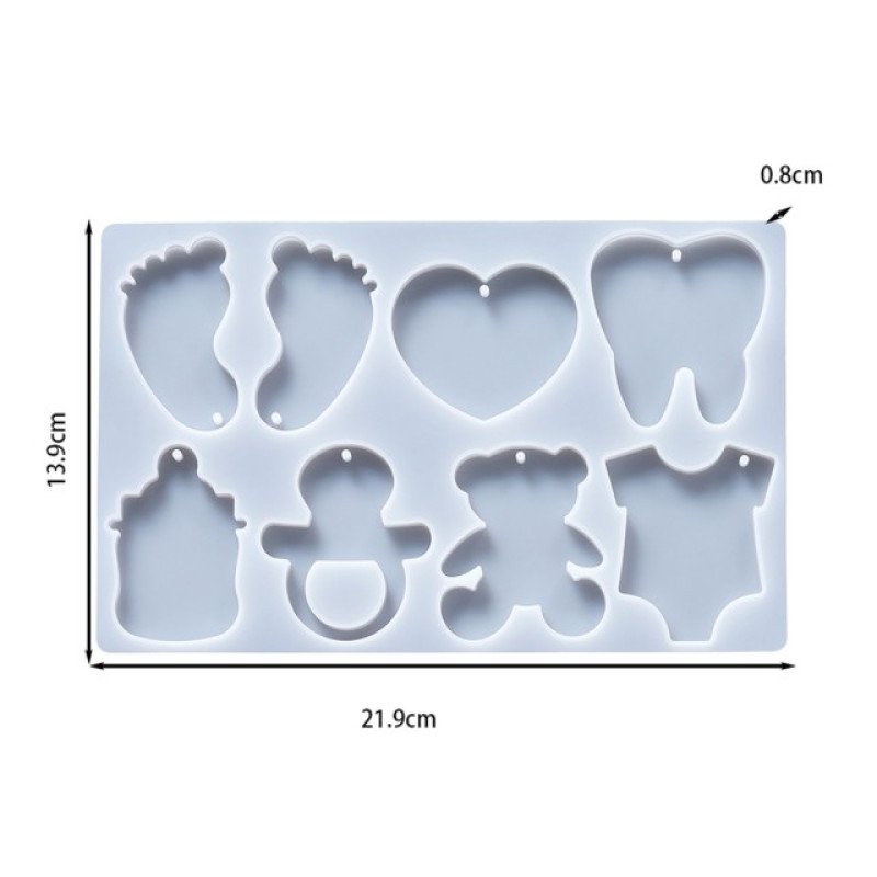Epoksi Silikon Qəlib Körpə Açarlığı Ayaqları Süd Şüşəsi Dişləri və Əmzikləri Deşikli Qəlib