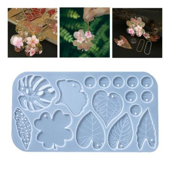 Epoksi Silikon Qəlib Çox Yarpaqlı Fiqur Modelləri Deşikli Boyunbağı Sırğa Qəlibi