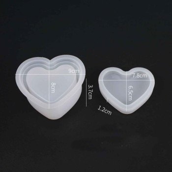 Epoksi Silikon Qəlib Zərgərlik Aksesuar Saxlama Qutusu Ürək Modeli 8X9CM