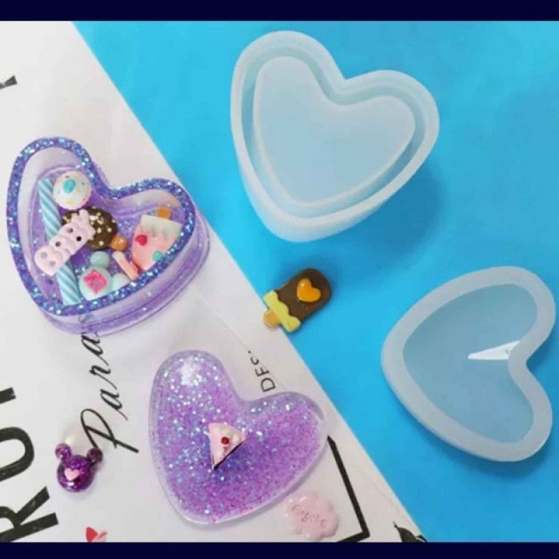 Epoksi Silikon Qəlib Zərgərlik Aksesuar Saxlama Qutusu Ürək Modeli 8X9CM