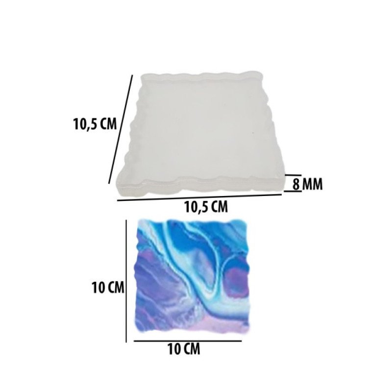 Epoksi Silikon Qəlib Tırtıqlı Kvadrat 10 SM 