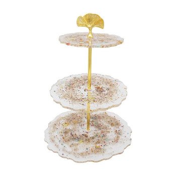 Epoksi 3 Mərtəbə Meyvə Və Kek Stendini Birləşdirmə Aparatı Stend Tutucusu Mərcan Modeli Qızılı rəng