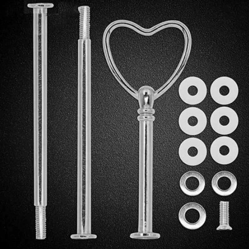 Epoksi 3 Mərtəbə Meyvə Və Kek Stendini Birləşdirmə Aparatı Stend Tutucusu Ürək Formalı Gümüşü rəng