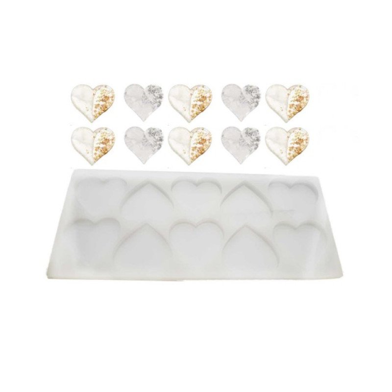 Epoksi Silikon Qəlib 10 Lu Maqnit Qəlibi Ürək Modeli 6 Sm