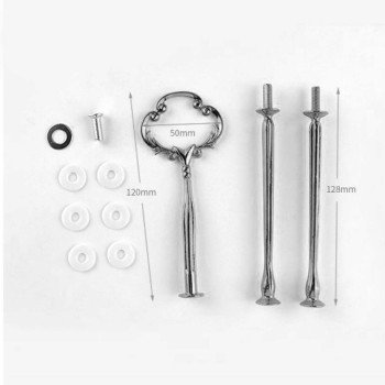 Epoksi 3 Mərtəbə Meyvə Və Kek Stendini Birləşdirmə Aparatı Stend Tutucusu Çiçək Naxışlı Gümüşü rəng