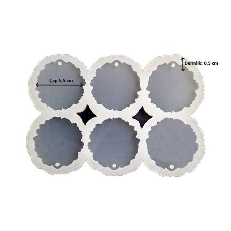 6 lı Tırtıqlı Maqnit Epoksi Qəlibi Deşikli