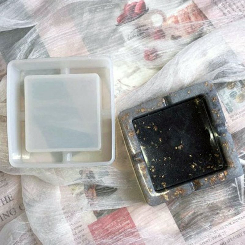 Epoksi Silikon Qəlib Külqabı Qəlibi Kvadrat Model 9X9 CM