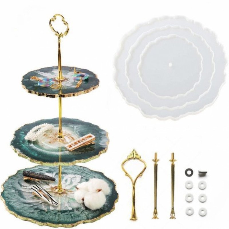 Epoksi Silikon Qəlib 3 Mərtəbəli Çərəzlik Qəlibi Dairə Dalğalı