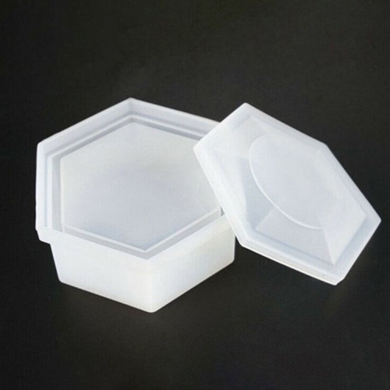 Epoksi Silikon Qəlib Altıbucaqlı Saxlama Qutu Qəlibi 8.8CM