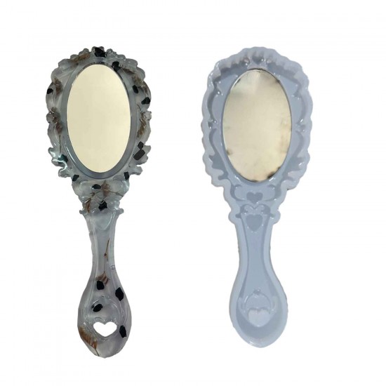 Epoksi Silikon Qəlib Naxışlı Güzgü Qəlibi Və 1 Güzgü 16,5 CM Epoksi Silikon Qəlib Naxışlı Güzgü Qəlibi Və 1 Güzgü 16,5 CM