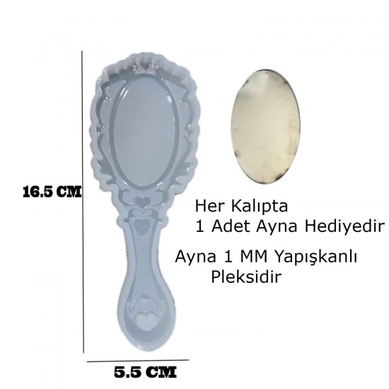 Epoksi Silikon Qəlib Naxışlı Güzgü Qəlibi Və 1 Güzgü 16,5 CM Epoksi Silikon Qəlib Naxışlı Güzgü Qəlibi Və 1 Güzgü 16,5 CM